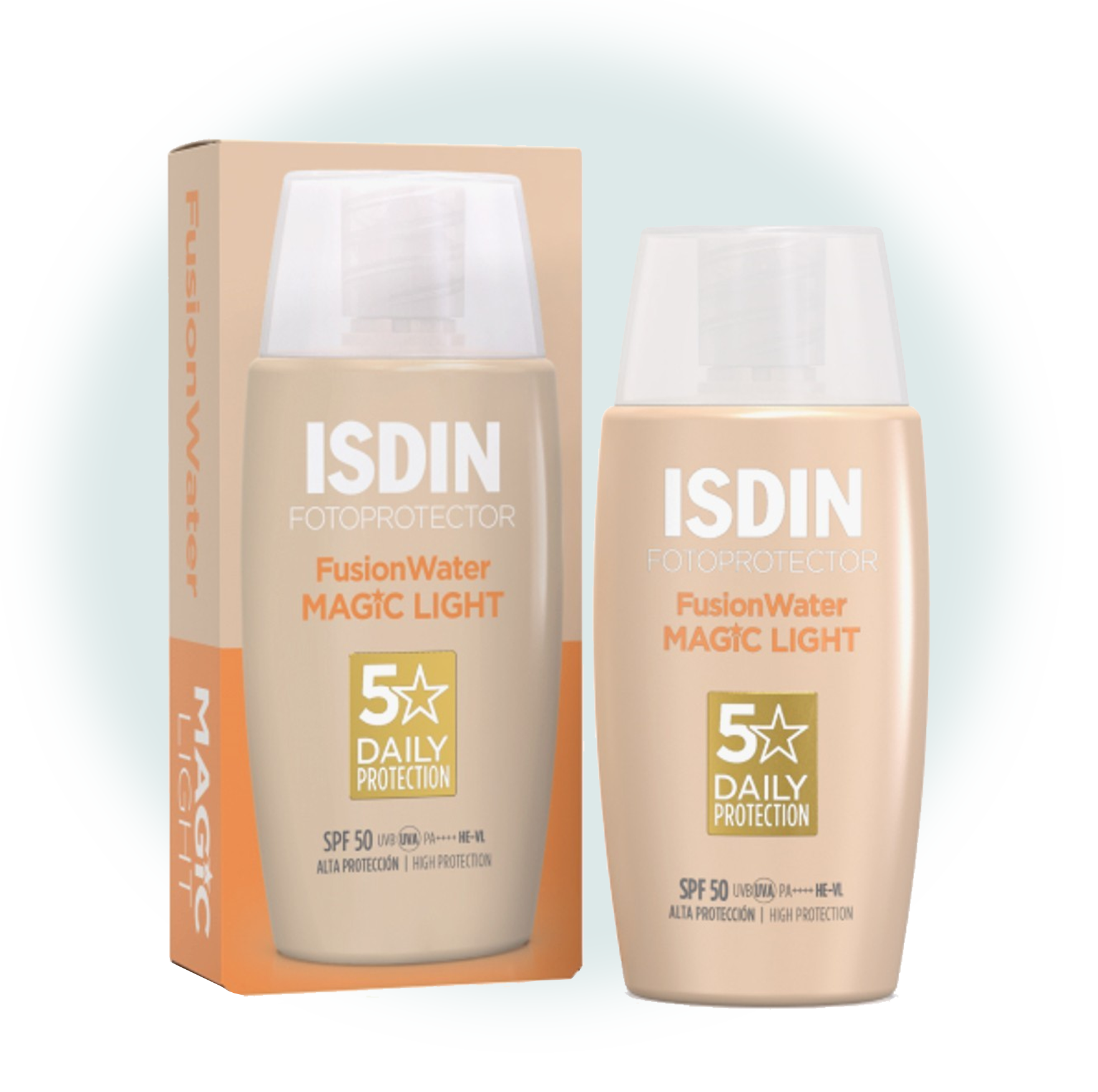 Fotoprotector ISDIN Fusion Water Color SPF50 tono Magic Light.